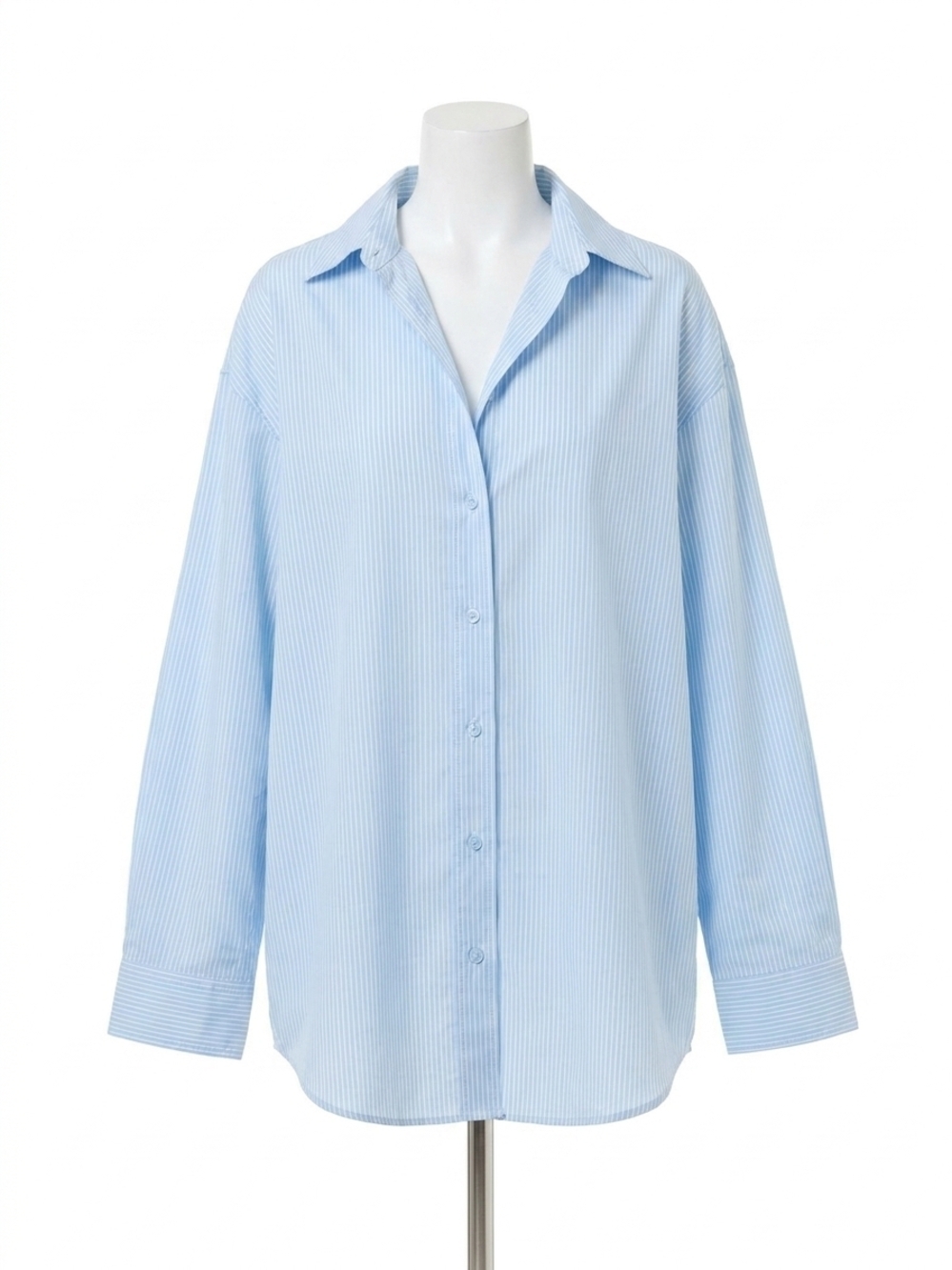 NEW AGOLDE sona button down shirt in fontana stripe/powder blue